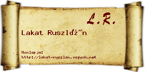 Lakat Ruszlán névjegykártya